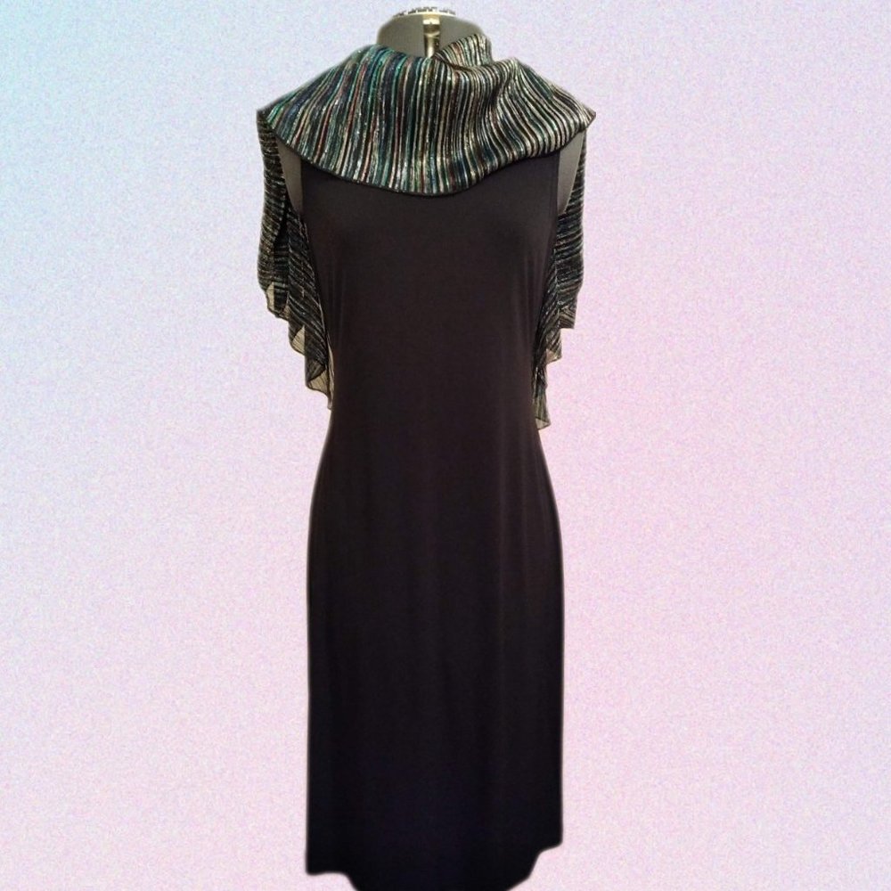 NWT Black Party Dress with Festive Shimmery Capelet - Picture 2 of 7